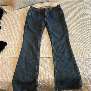 Frayed Waist Blue Flare Women's Jeans